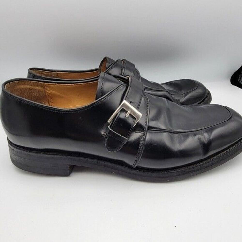Barker Flex Mens Black Monk Strap Buckle Leather Dress Shoes 11.5